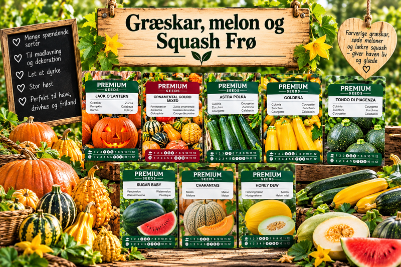 Græskar, melon og Squash frø