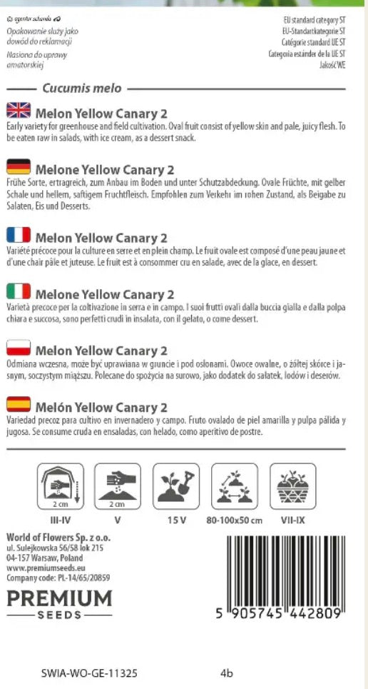 🍈 Melon ‘Yellow Canary 2’ – Tidlig og saftig melon med flot gul skal