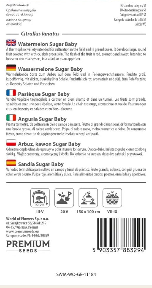 🍉 Vandmelon ‘Sugar Baby’ – Sød og saftig vandmelon med rødt frugtkød