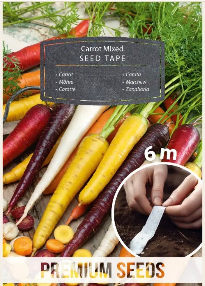 Gulerod ‘Farverig Mix’ – 5 flotte farver på såbånd 🥕🌈