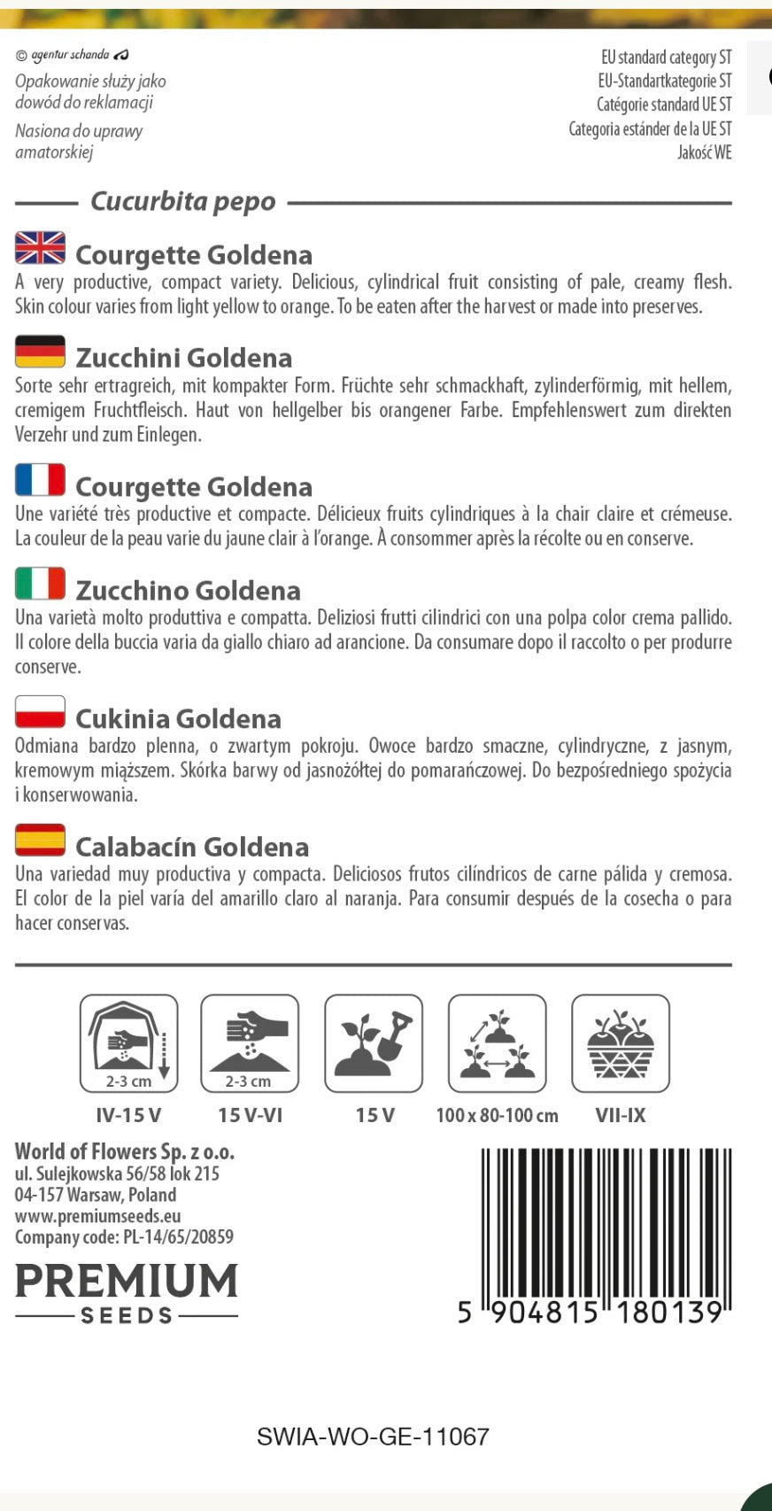 💛🥒 Goldena – Gul Squash / Zucchini | Frø